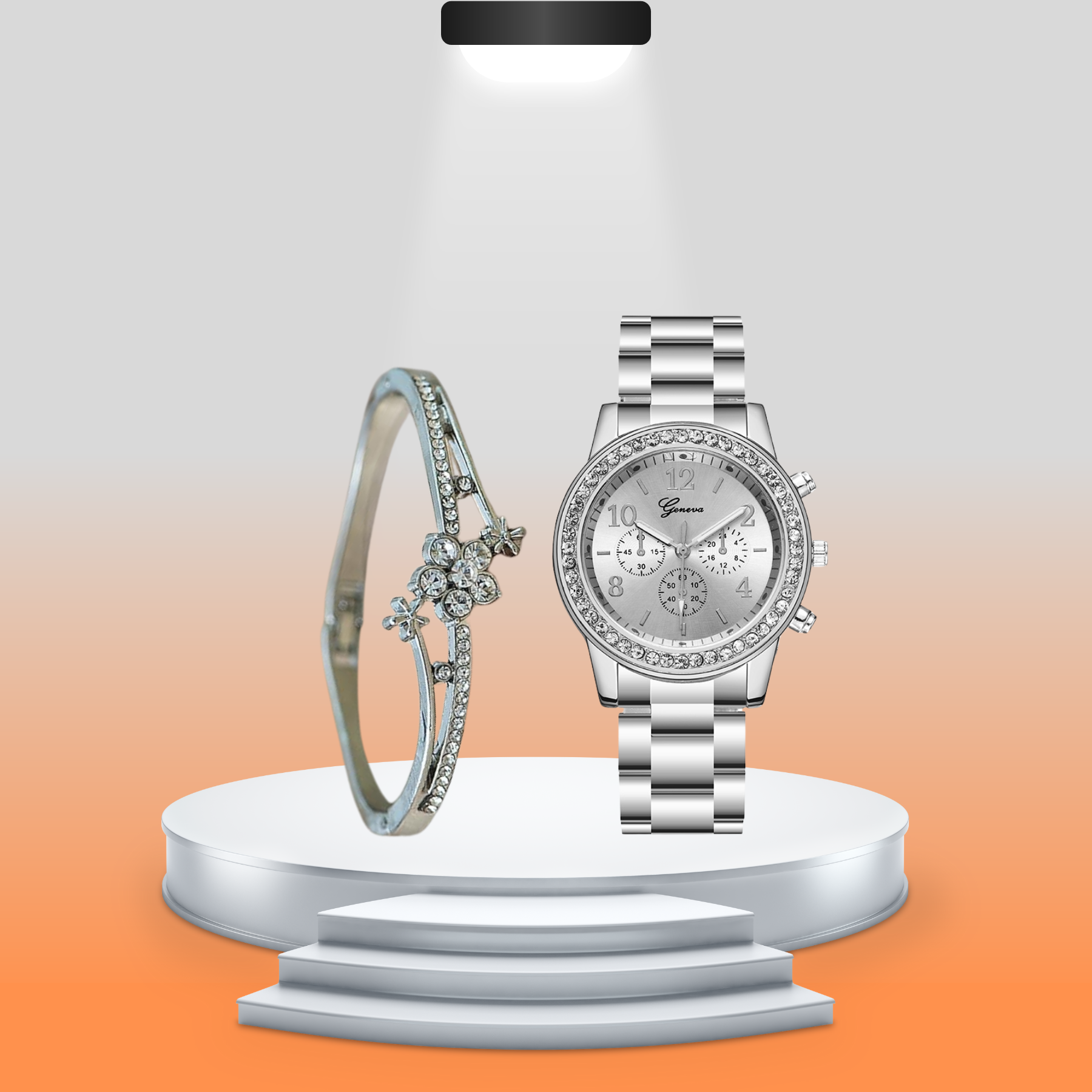 Set Reloj Clásico + Pulsera Para Mujer