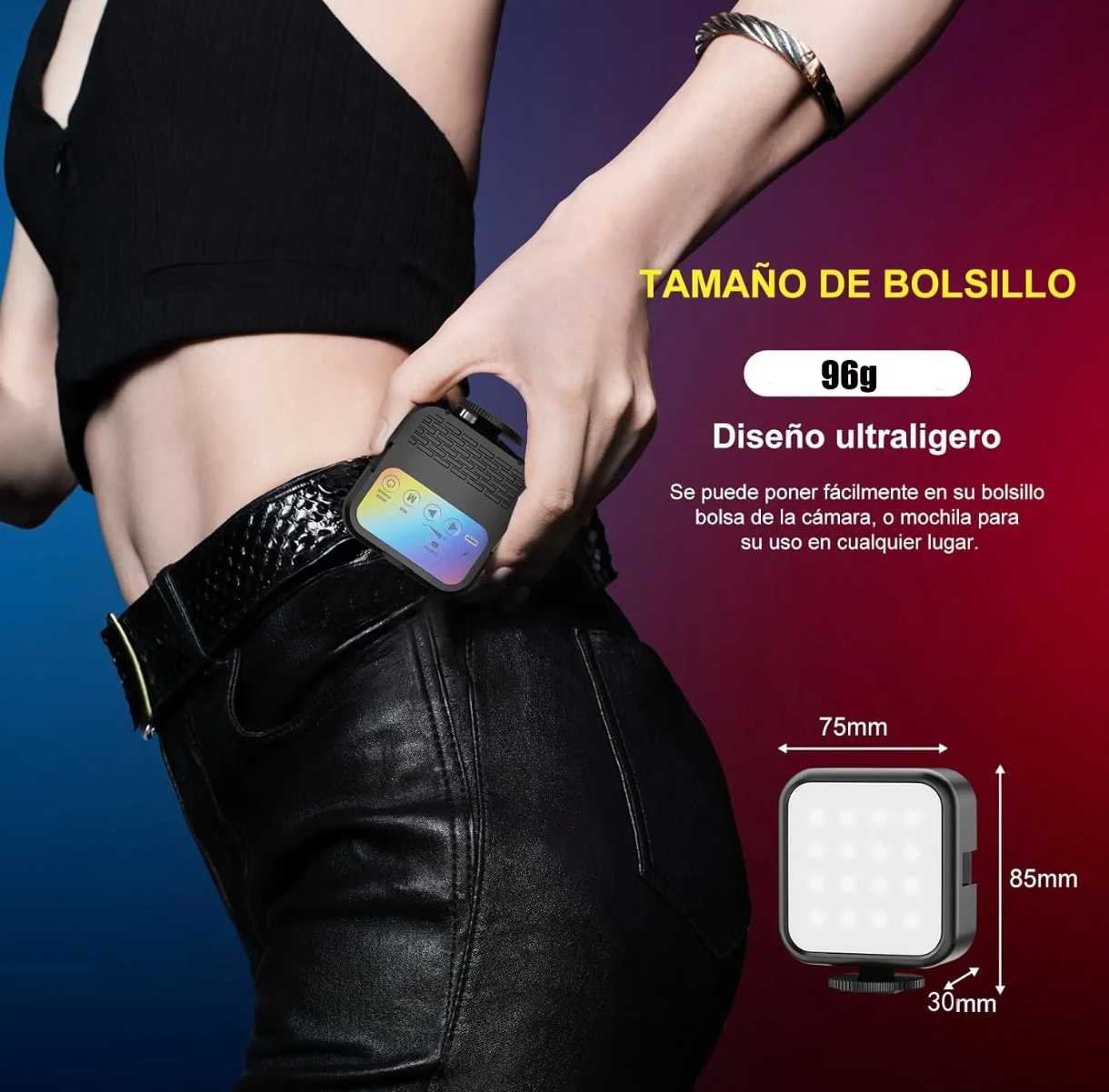 Luz Selfie Portátil Brillo Ajustable LED - Imagen 6