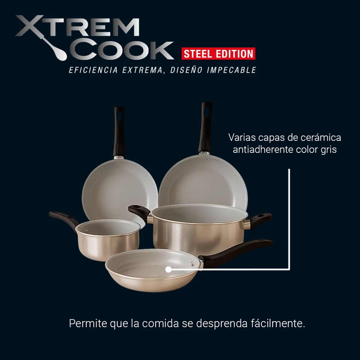 Batería de Cocina Xtrem Cook Steel 6 pz - Imagen 11